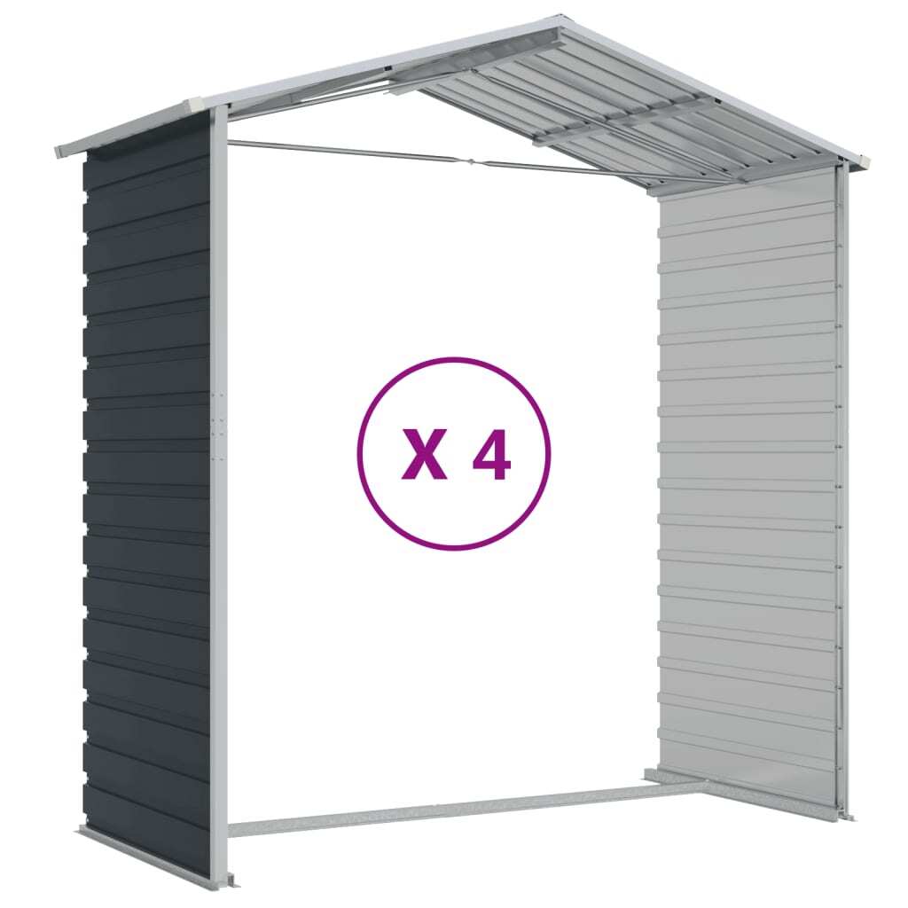 Garden Shed Anthracite 75.2"x151.6"x78" Galvanized Steel