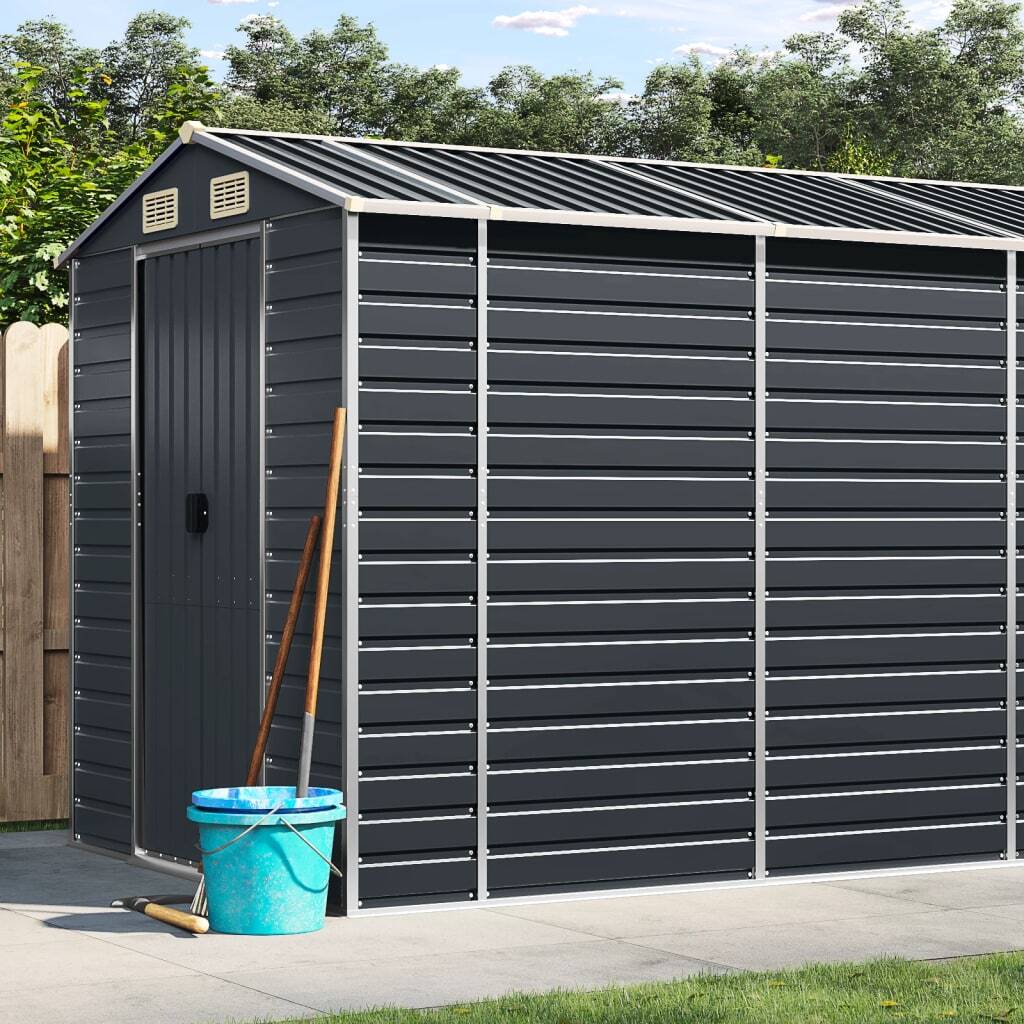 Garden Shed Anthracite 75.2"x385.8"x78" Galvanized Steel