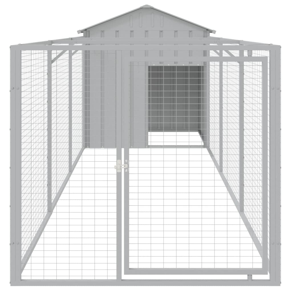 Dog House with Roof Light Gray 46.1"x159.4"x48.4" Galvanized Steel