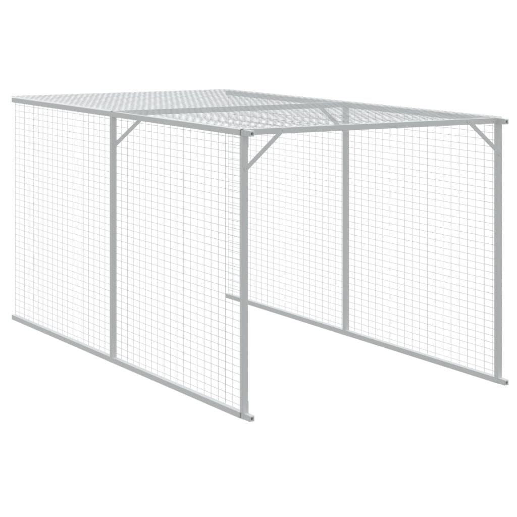 Chicken Cage with Run Light Gray 46.1"x239.8"x48.4" Galvanized Steel