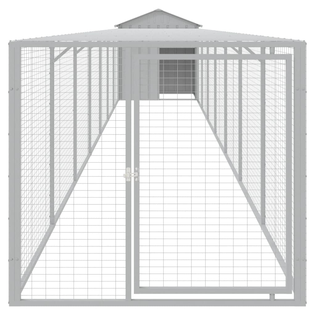 Chicken Cage with Run Light Gray 46.1"x320.1"x48.4" Galvanized Steel