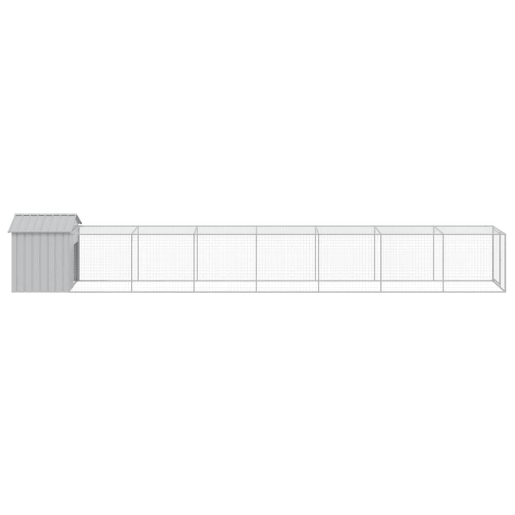 Chicken Cage with Run Light Gray 46.1"x320.1"x48.4" Galvanized Steel