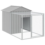 Chicken Cage with Run Light Gray 46.1"x320.1"x48.4" Galvanized Steel