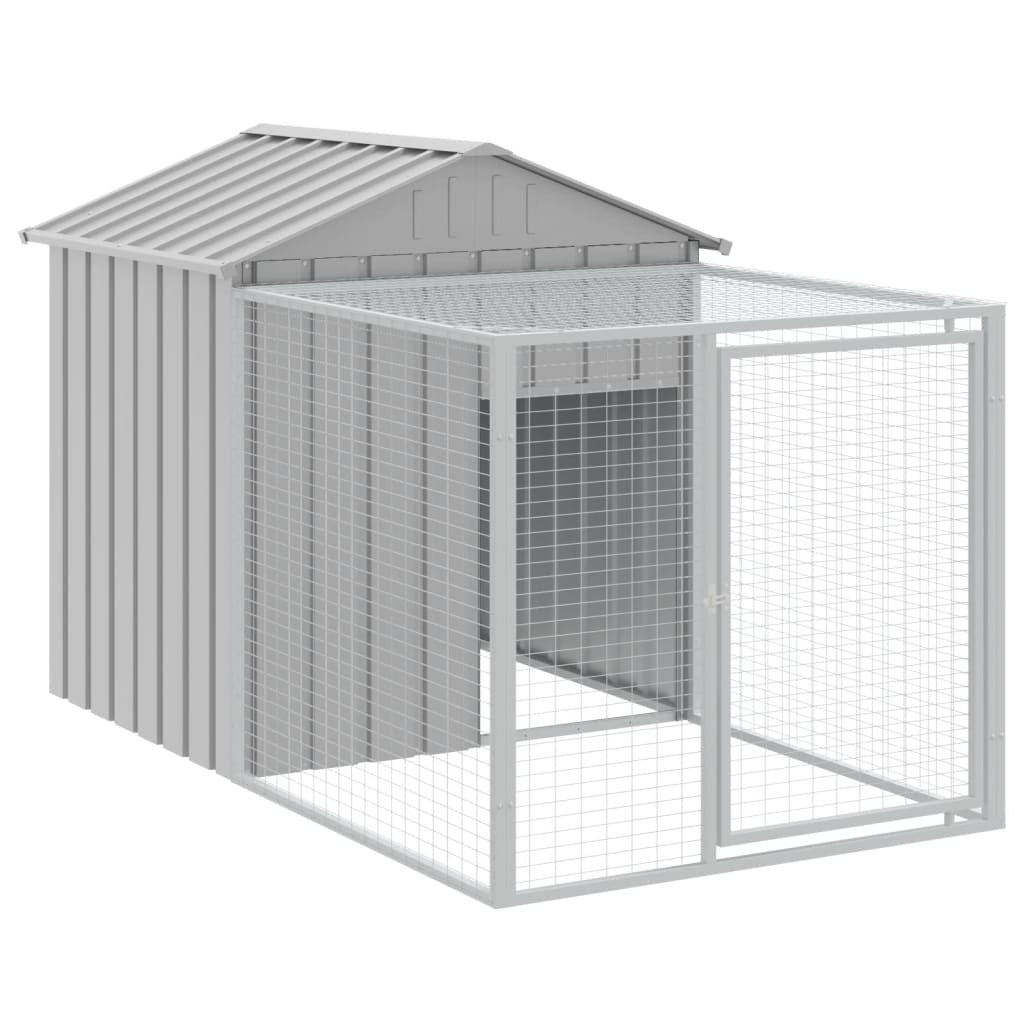Chicken Cage with Run Light Gray 46.1"x320.1"x48.4" Galvanized Steel