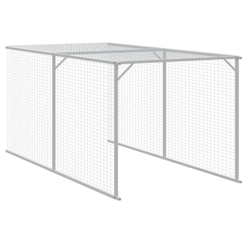 Chicken Cage with Run Light Gray 46.1"x320.1"x48.4" Galvanized Steel