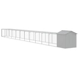 Chicken Cage with Run Light Gray 46.1"x480.7"x48.4" Galvanized Steel