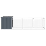 Dog House with Run Anthracite 43.3"x159.4"x43.3" Galvanized Steel