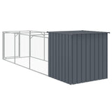 Dog House with Run Anthracite 43.3"x159.4"x43.3" Galvanized Steel