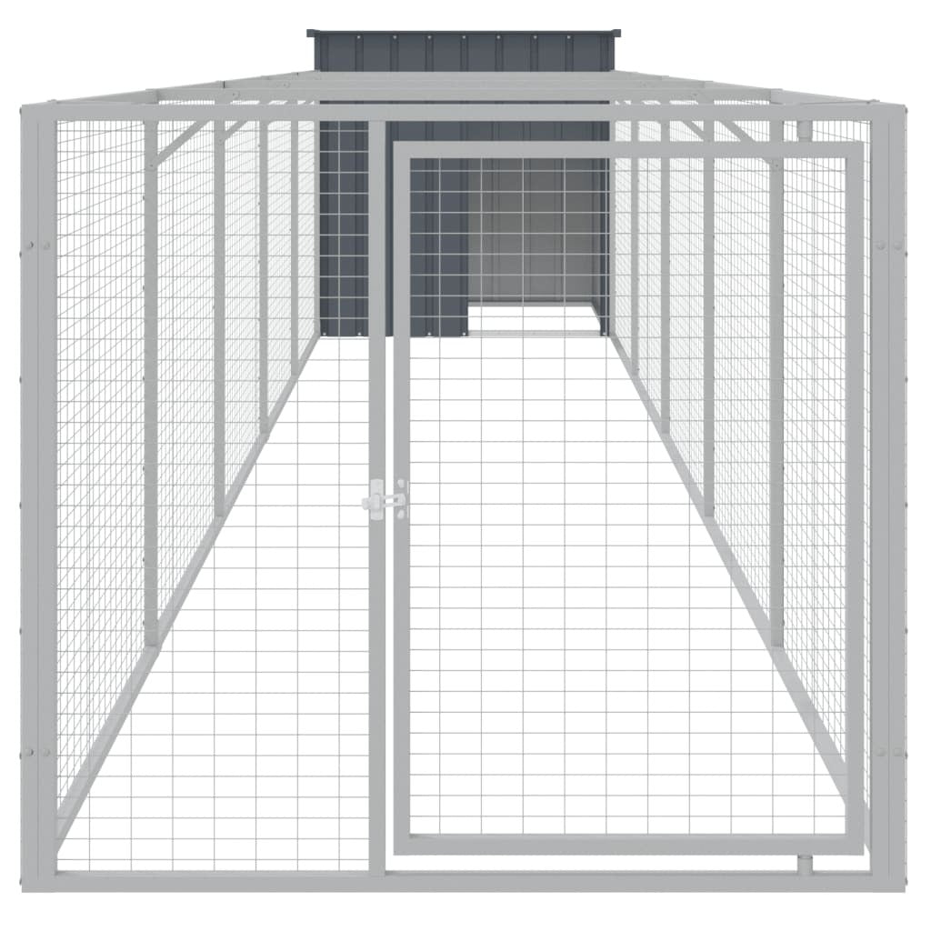 Dog House with Run Anthracite 43.3"x239.8"x43.3" Galvanized Steel