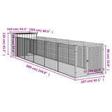 Dog House with Run Anthracite 43.3"x239.8"x43.3" Galvanized Steel
