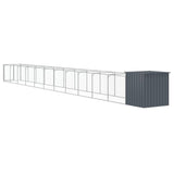 Dog House with Run Anthracite 43.3"x480.7"x43.3" Galvanized Steel