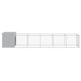 Dog House with Run Light Gray 43.3"x239.8"x43.3" Galvanized Steel