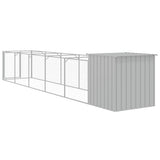 Dog House with Run Light Gray 43.3"x239.8"x43.3" Galvanized Steel