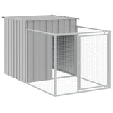 Dog House with Run Light Gray 43.3"x239.8"x43.3" Galvanized Steel