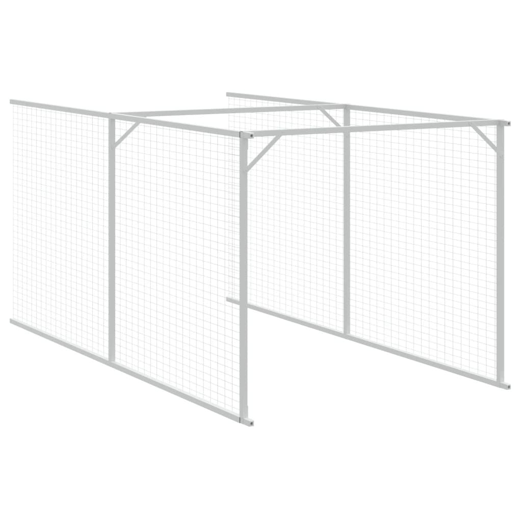 Dog House with Run Light Gray 43.3"x239.8"x43.3" Galvanized Steel