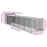 Dog House with Run Light Gray 43.3"x239.8"x43.3" Galvanized Steel