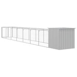 Dog House with Run Light Gray 43.3"x320.1"x43.3" Galvanized Steel