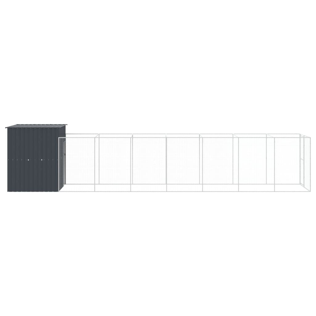 Dog House with Run Anthracite 65"x339.8"x71.3" Galvanized Steel