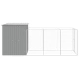 Dog House with Run Light Gray 65"x179.1"x71.3" Galvanized Steel