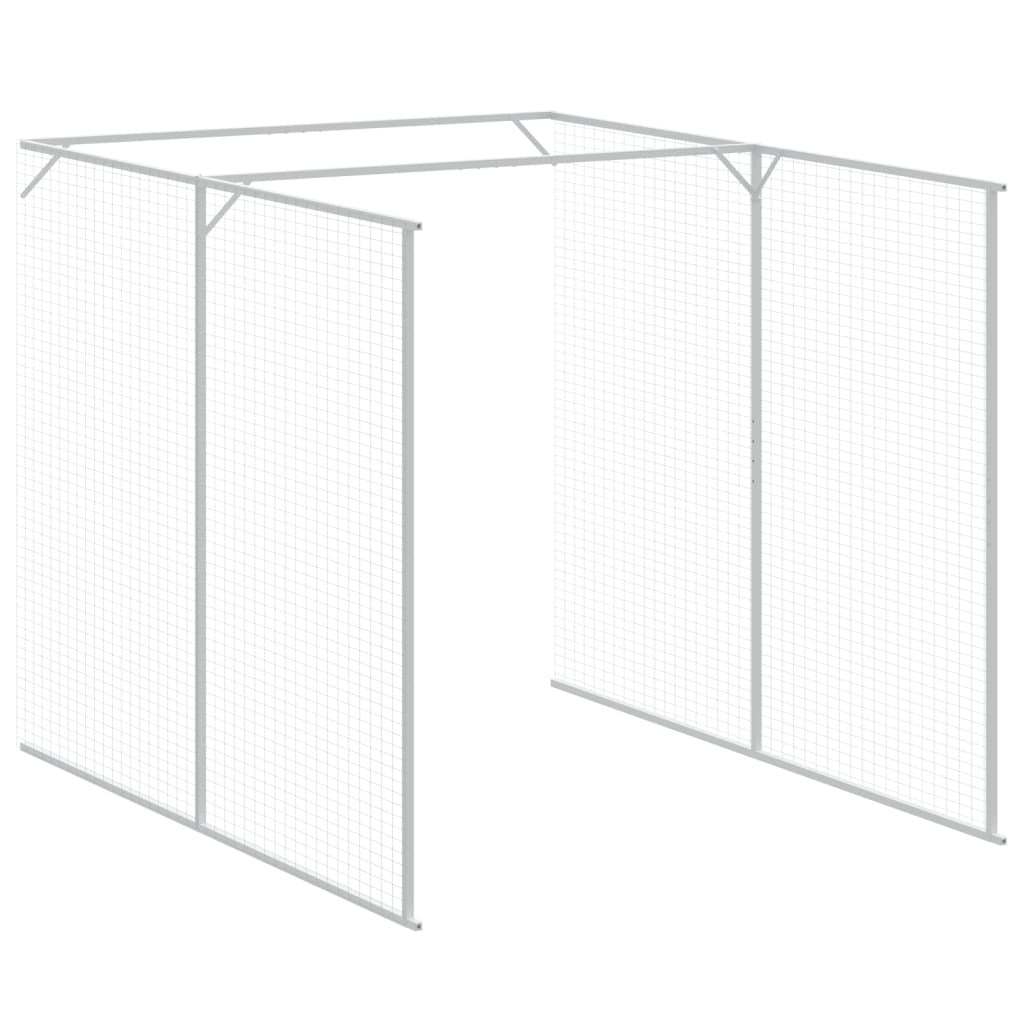 Dog House with Run Light Gray 65"x179.1"x71.3" Galvanized Steel