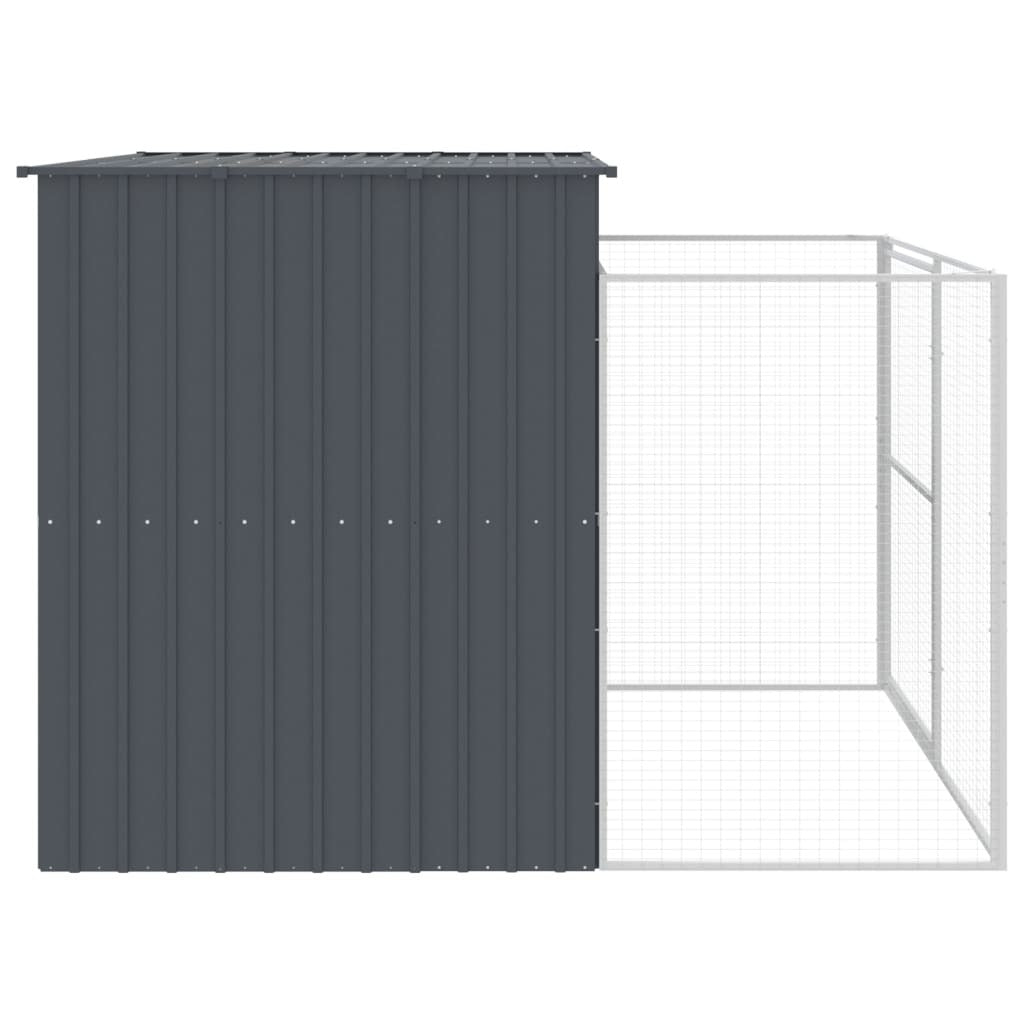 Dog House with Run Anthracite 84.3"x99.6"x71.3" Galvanized Steel