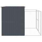 Dog House with Run Anthracite 84.3"x99.6"x71.3" Galvanized Steel