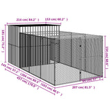 Dog House with Run Anthracite 84.3"x179.9"x71.3" Galvanized Steel