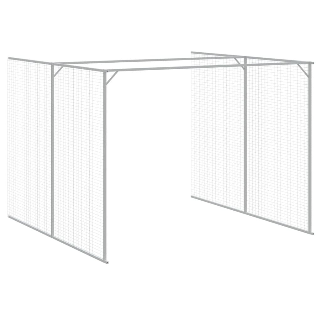 Dog House with Run Light Gray 84.3"x420.9"x71.3" Galvanized Steel