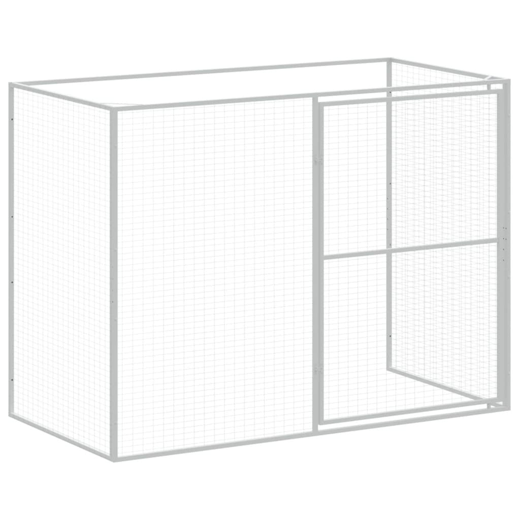 Dog House with Run Light Gray 84.3"x420.9"x71.3" Galvanized Steel