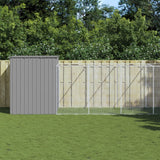 Dog House with Run Light Gray 84.3"x501.2"x71.3" Galvanized Steel
