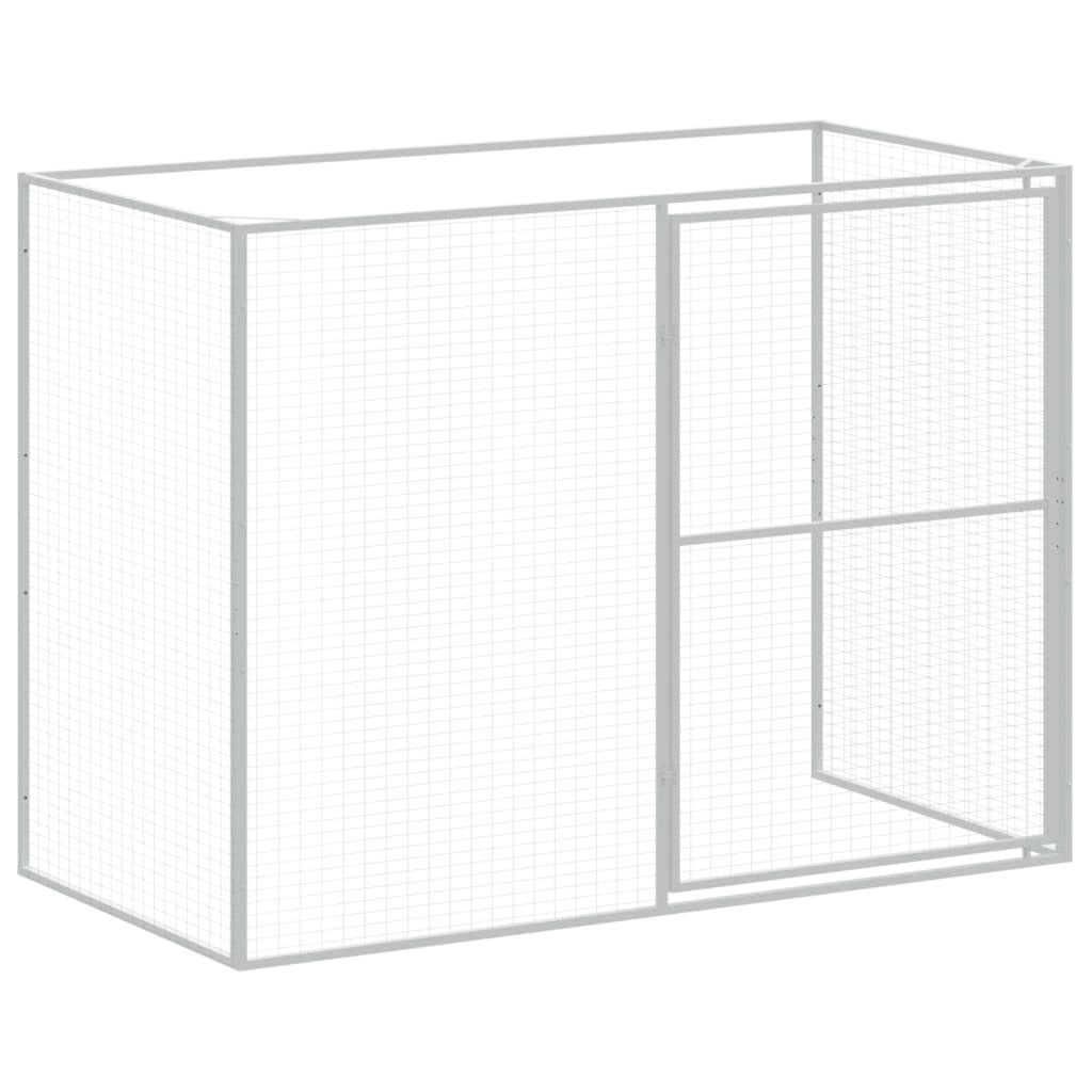 Dog House with Run Light Gray 84.3"x501.2"x71.3" Galvanized Steel