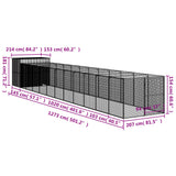 Dog House with Run Light Gray 84.3"x501.2"x71.3" Galvanized Steel