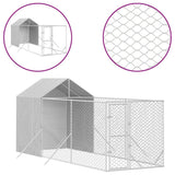 Outdoor Dog Kennel with Roof Silver 6.6‘x19.7‘x8.2‘ Galvanized Steel