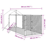 Outdoor Dog Kennel with Roof Silver 6.6‘x19.7‘x8.2‘ Galvanized Steel