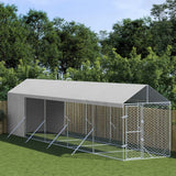 Outdoor Dog Kennel with Roof Silver 6.6‘x32.8‘x8.2‘ Galvanized Steel