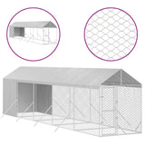 Outdoor Dog Kennel with Roof Silver 6.6‘x32.8‘x8.2‘ Galvanized Steel