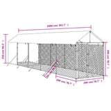 Outdoor Dog Kennel with Roof Silver 6.6‘x32.8‘x8.2‘ Galvanized Steel