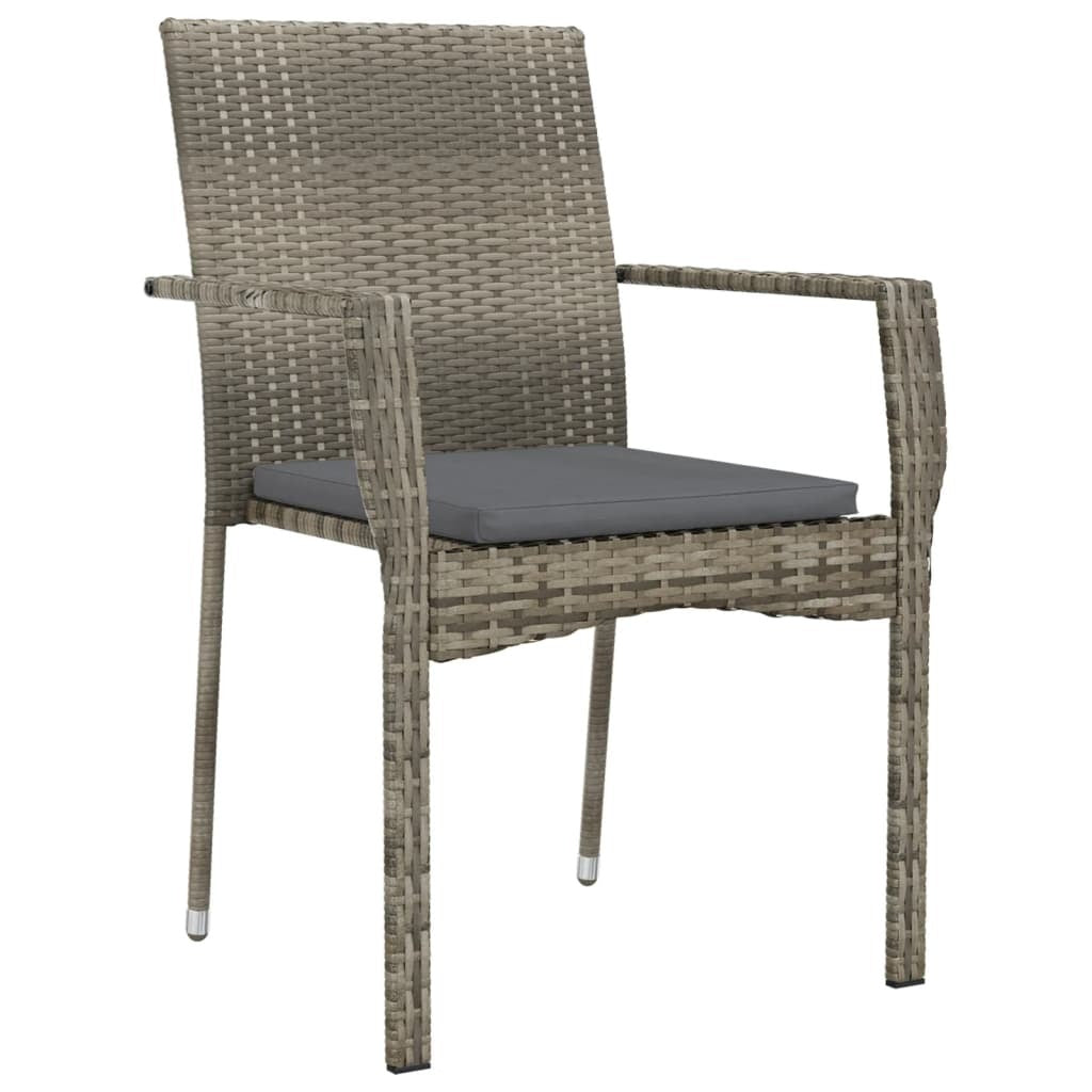 Patio Chairs with Cushions 4 pcs Poly Rattan Gray