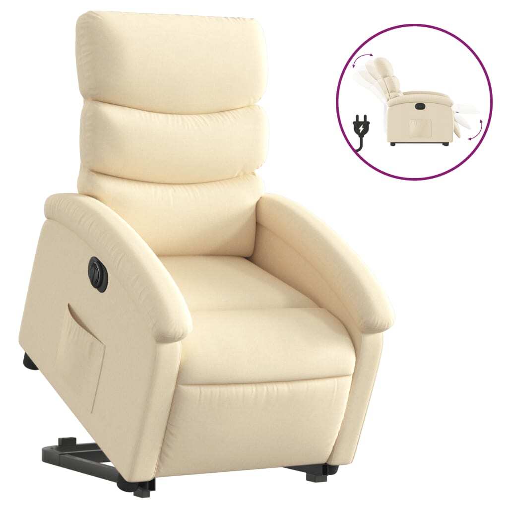 Electric Stand up Recliner Chair Cream Fabric