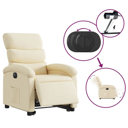 Electric Stand up Recliner Chair Cream Fabric