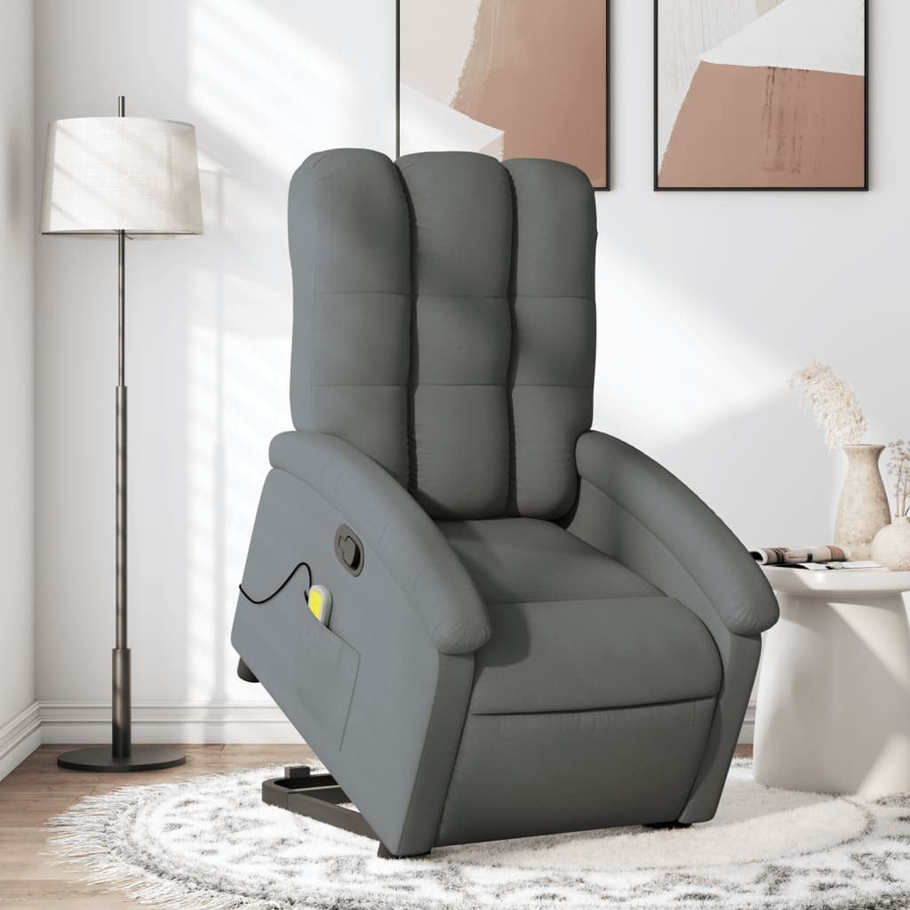 Stand up Massage Recliner Chair Dark Gray Fabric