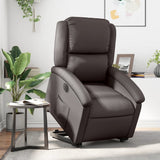 Electric Stand up Recliner Chair Dark Brown Real Leather