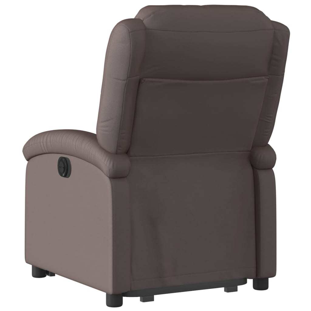 Electric Stand up Recliner Chair Dark Brown Real Leather