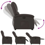 Electric Stand up Recliner Chair Dark Brown Real Leather