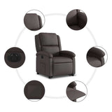 Electric Stand up Recliner Chair Dark Brown Real Leather