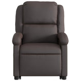 Electric Stand up Recliner Chair Dark Brown Real Leather