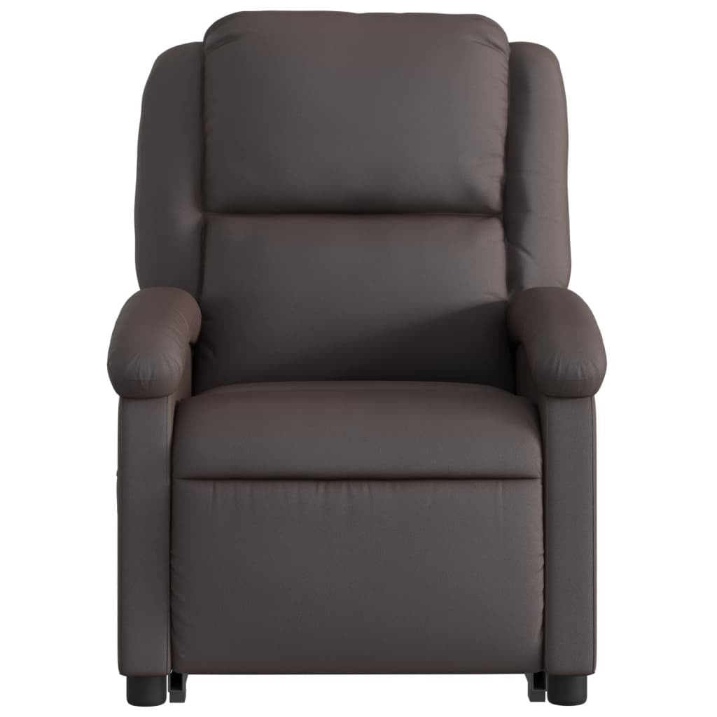 Electric Stand up Recliner Chair Dark Brown Real Leather