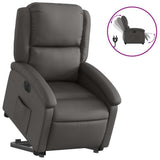 Electric Stand up Recliner Chair Gray Real Leather