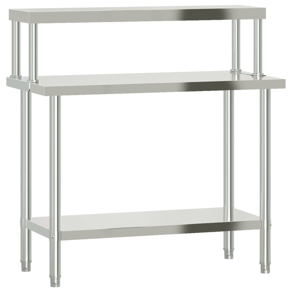 Kitchen Work Table with Overshelf 43.3"x21.7"x47.2" Stainless Steel