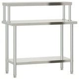 Kitchen Work Table with Overshelf 43.3"x21.7"x47.2" Stainless Steel